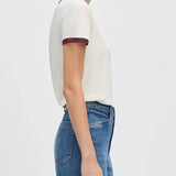 The Collegiate Ringer Tee in White Burgundy