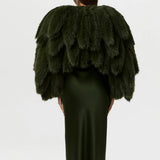 Naked Wardrobe Faux Foxtail Cropped Jacket