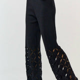 Cut Out Detail Sweater Pants in Black