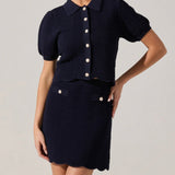 Perrine Scalloped Short Sleeve Cardigan