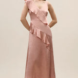 Hollis Satin Dress in Rouge
