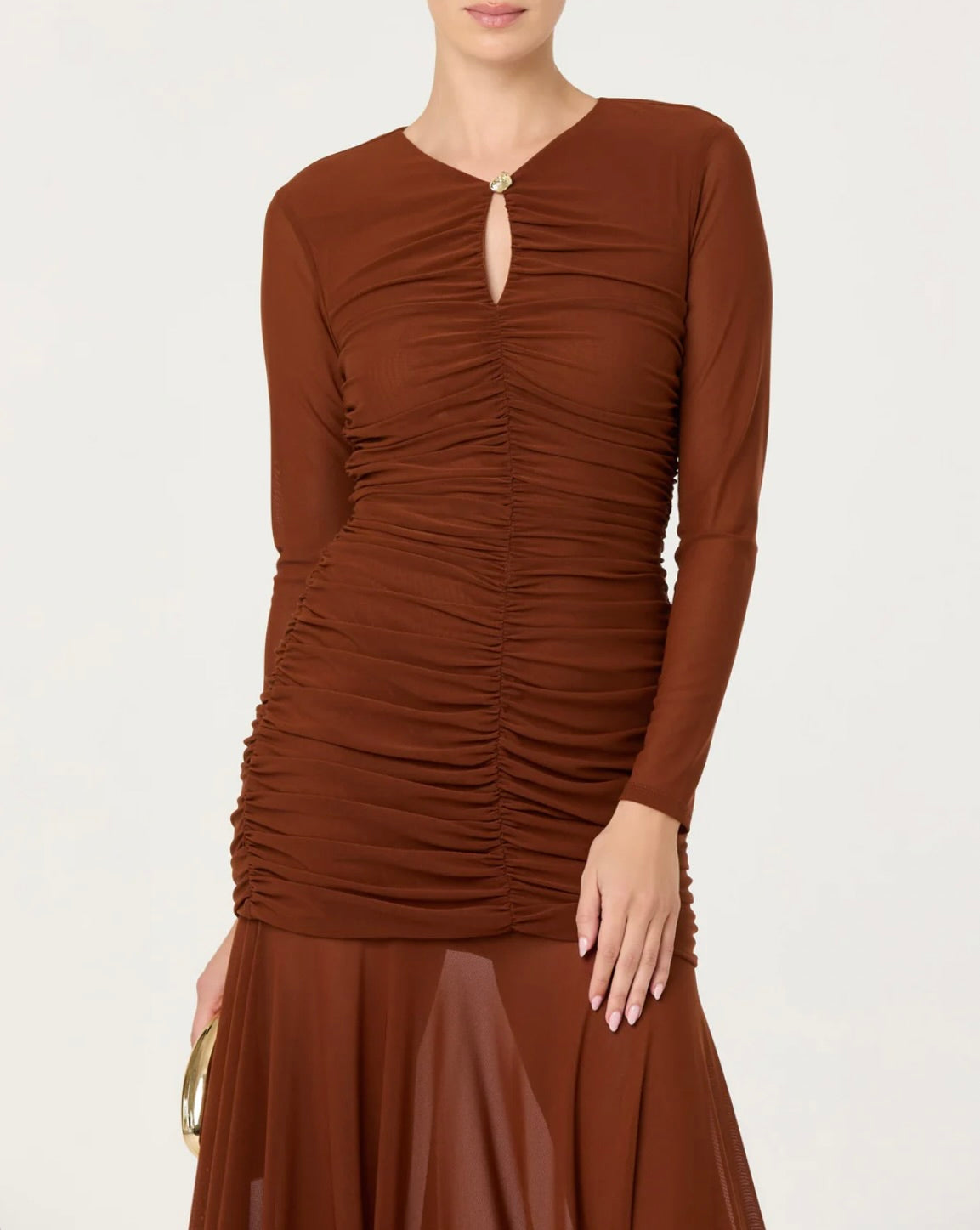 ASTR the Label | Yasmine Ruched Long Sleeve Maxi Dress in Rust | Size M ASTR the Label | Yasmine Ruched Long Sleeve Maxi Dress in Rust | Size M