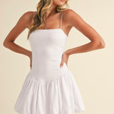 Sleeveless Chevron Drop Waist Balloon Skirt Mini Dress