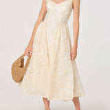 ASTR The Label Caerwyn Eyelet Embroidery Sweetheart Midi Dress