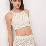 Crochet Knit Crop Top in Off-White