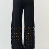 Cut Out Detail Sweater Pants in Black