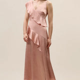 Hollis Satin Dress in Rouge