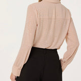 ASTR The Label Cristal Semi-Sheer Rhinestone Shirt