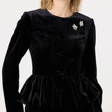 ASTR The Label Nicolle Velvet Peplum Jacket