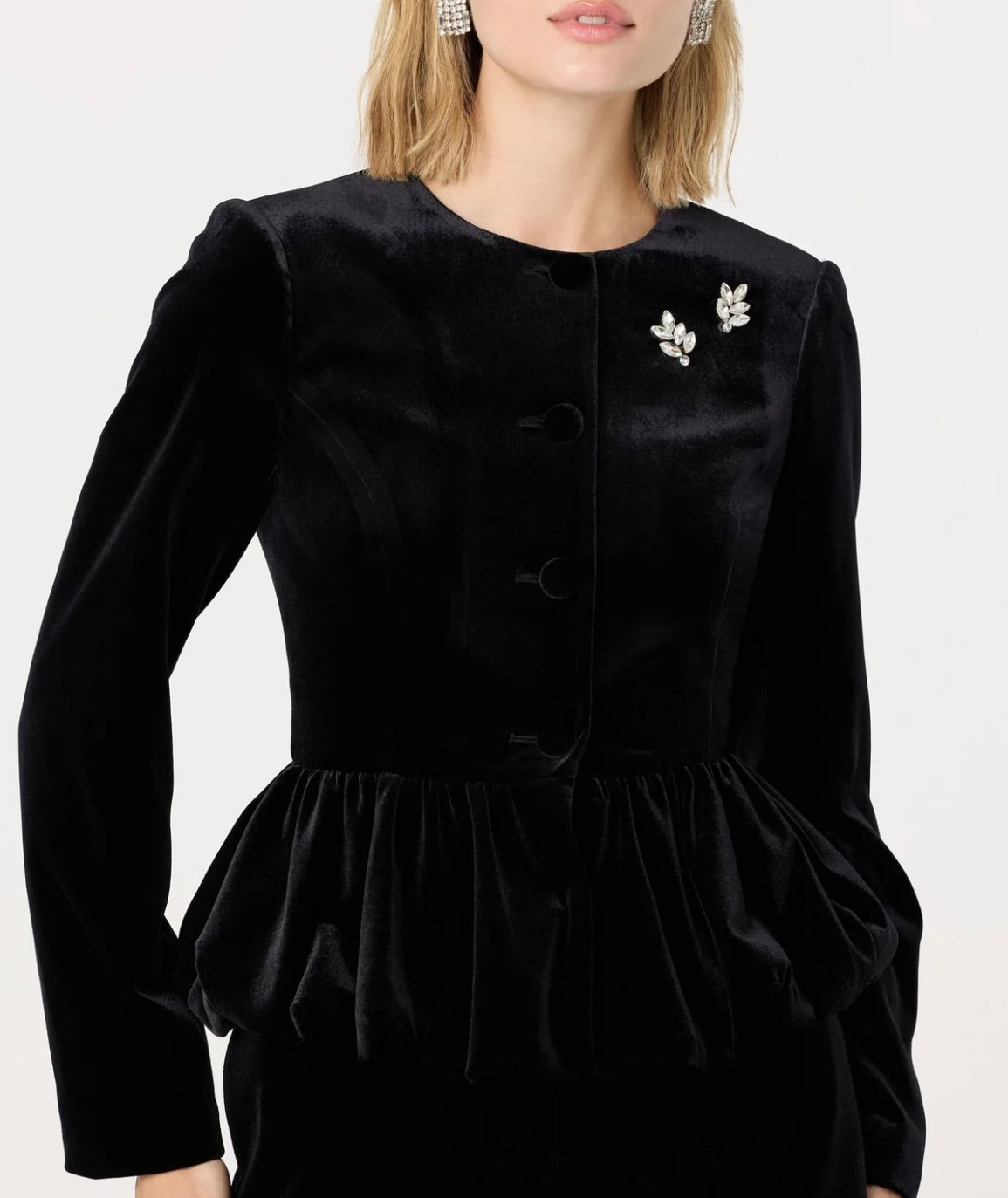 ASTR The Label Nicolle Velvet Peplum Jacket