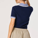 ASTR The Label Marlee Mixed Media Cardigan with Gingham Collar