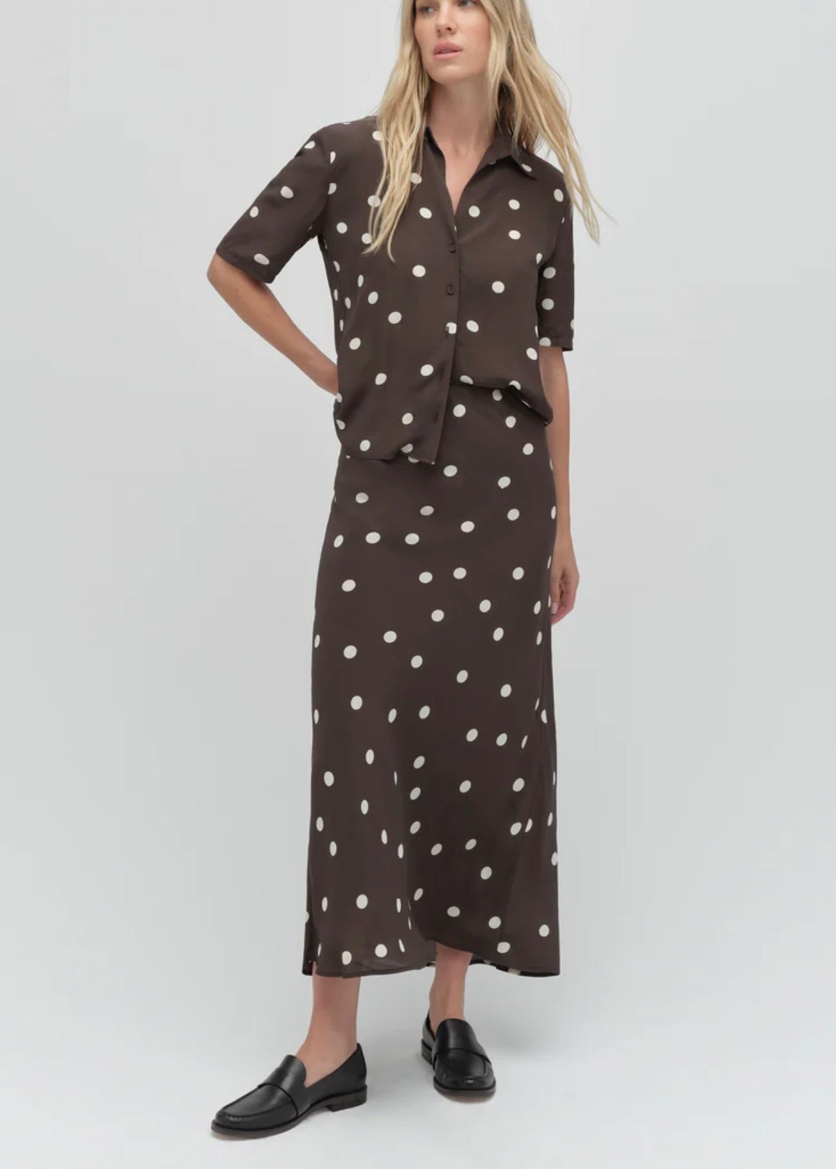 Favorite Daughter The Favorite Skirt in Espresso Polka Dot