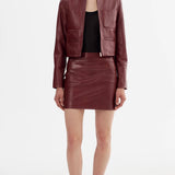 Linette Leather Jacket in Burgundy