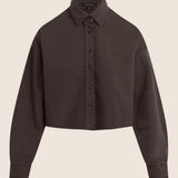 Favorite Daughter The Cropped Ex-Boyfriend Shirt in Espresso