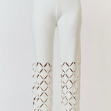 Cut Out Detail Sweater Pants in Off-White