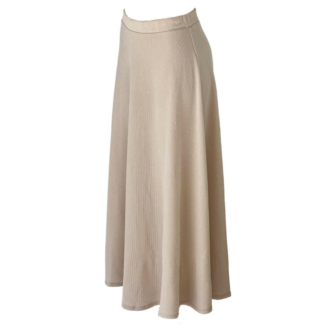 Basic Essentials Ribbed Maxi Flared Skirt in Latte.