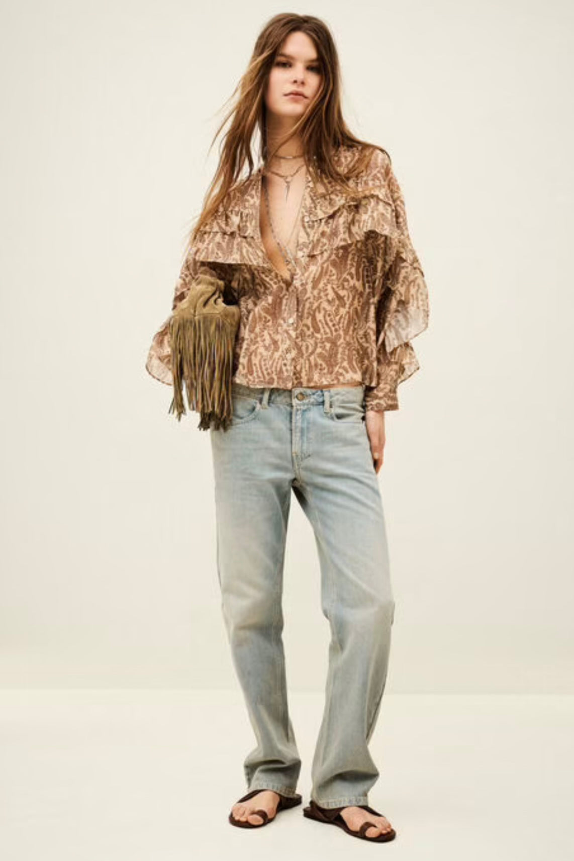 ba&sh Tunella Classic Ruffle Shirt