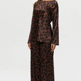 Naked Wardrobe Silk Print Wide Leg Pants