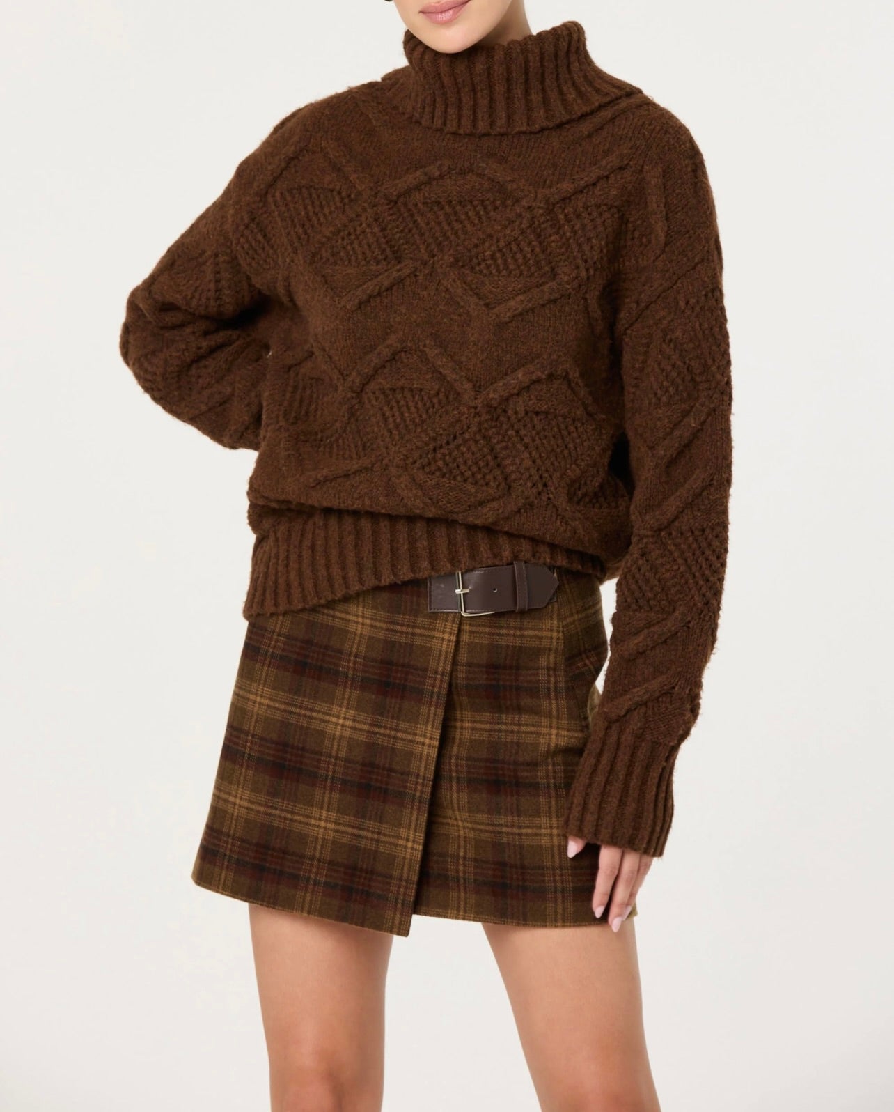 ASTR the Label Janeth Diamond Knit Turtleneck Sweater