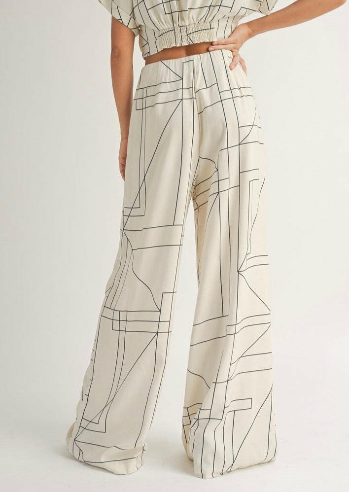 Geometric Wide Leg Pants