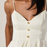 Paislee Satin Pleated Peplum Top in Cream