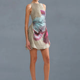 Amur Waverlyn Ruched Mini Dress in Sage Orchid