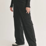 Corduroy Cargo Pants in Black