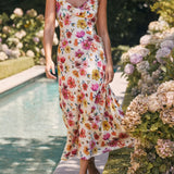 Zoie Floral Satin Ruffle Dress