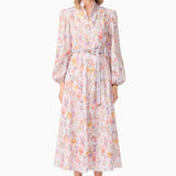 Ines Midi Shirt Dress in Purple Floral