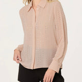 ASTR The Label Cristal Semi-Sheer Rhinestone Shirt