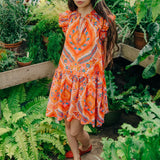 Edith Mini Dress in Jupiter Orange Print