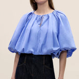 Yara Poplin Bubble Top in Bluebell