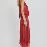 Third Form Visions Lace Hankerchief Skirt in Crimson