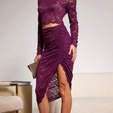 Generation Love Nellia Lace Skirt in Eggplant