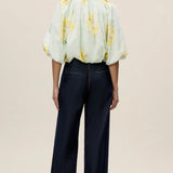 Yara Poplin Bubble Top in Sage Combo