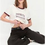 The Collegiate Ringer Tee in White Burgundy