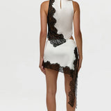 Naked Wardrobe Silk with Lace Mini Skirt