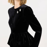 ASTR The Label Nicolle Velvet Peplum Jacket