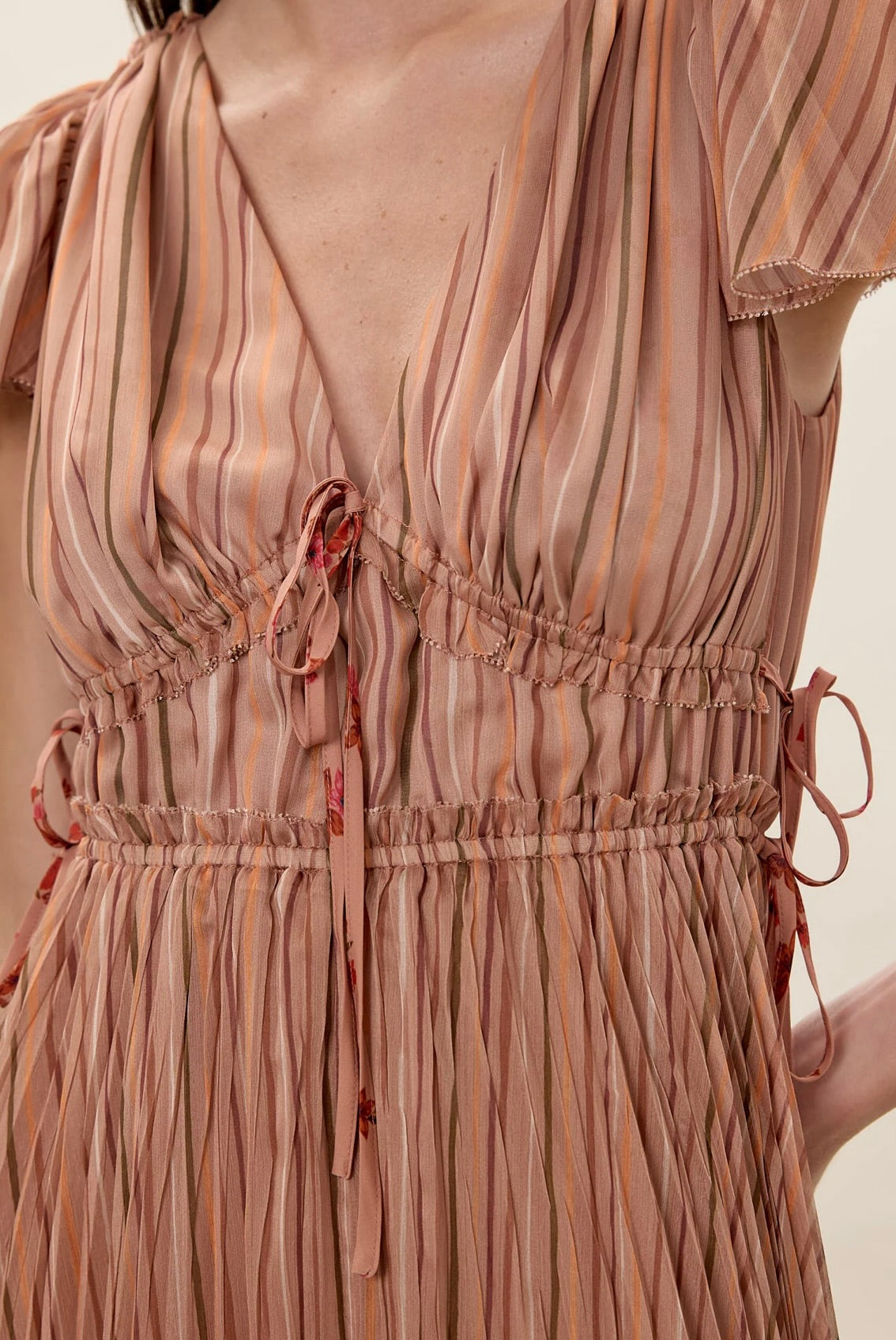 Celeste Striped Pleated Dress