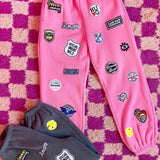 High-Waisted Multi Patches Sweatpants - Charcoal