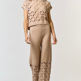 Cut Out Detail Sweater Top in Taupe