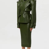 Naked Wardrobe Vegan Leather Belted Jacket
