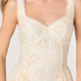 ASTR The Label Caerwyn Eyelet Embroidery Sweetheart Midi Dress