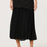 ASTR The Label Deaile Contrast Layered Pleated Skirt