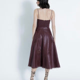 Karina Grimaldi Gloria Vegan Leather Midi Dress