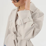 Quinn Cropped Trench Coat - Whisper White
