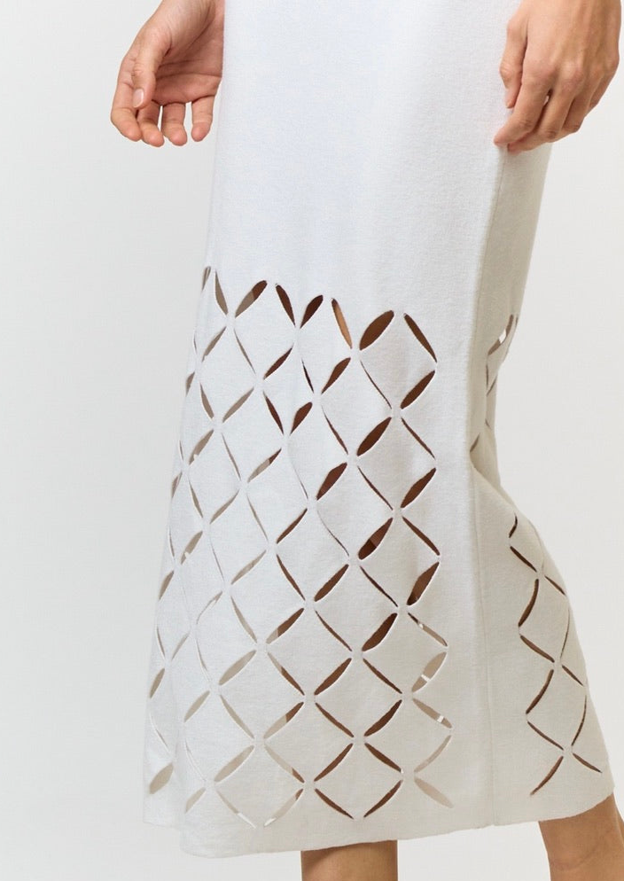 Cut Out Detail Square Neck Sweater Midi Dress