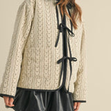 Polkadot Embroidered Quilted Jacket in Black