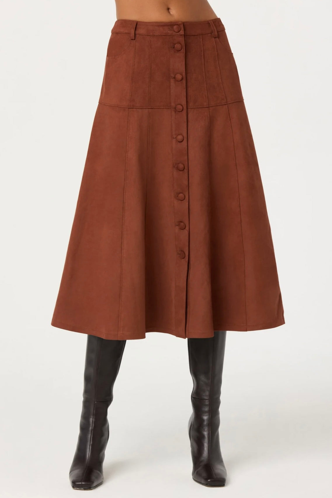 ASTR the Label Zoya Faux Suede Midi Skirt