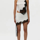 Naked Wardrobe Silk with Lace Mini Skirt